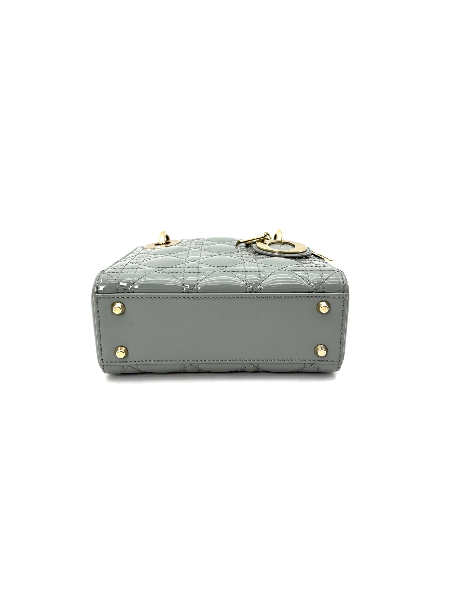 Dior - Lady Dior Mini (Cannage) - Patent cowhide leather - Grey - (mini)