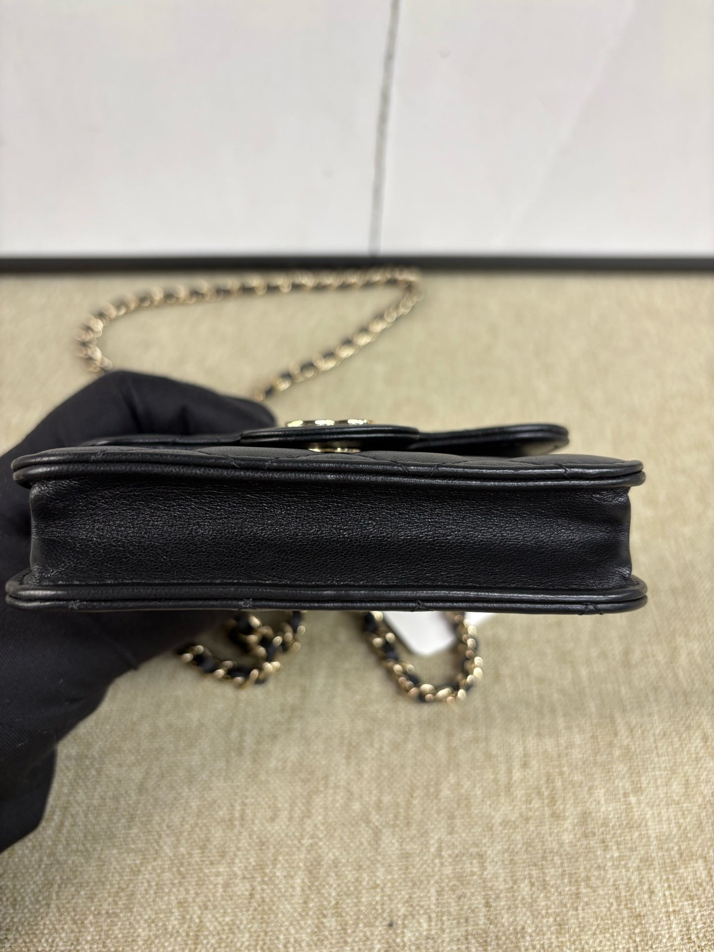 Chanel - Mini Handle Flap Bag - Lambskin leather - Black - (mini)