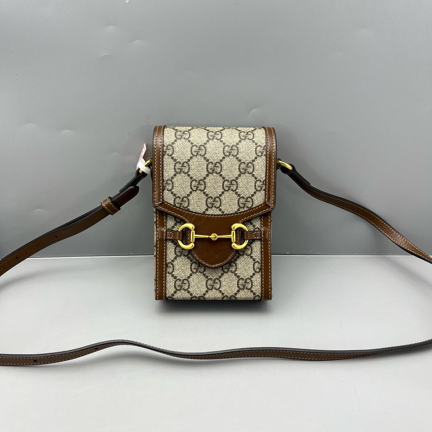 Gucci - Horsebit 1955 Phone Holder - GG Supreme canvas with leather trim - Brown - (mini)