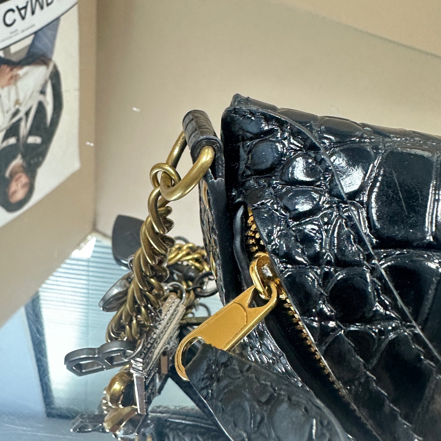 Balenciaga - Croc-Embossed Belt Bag - Crocodile-embossed leather - Black - (mini)