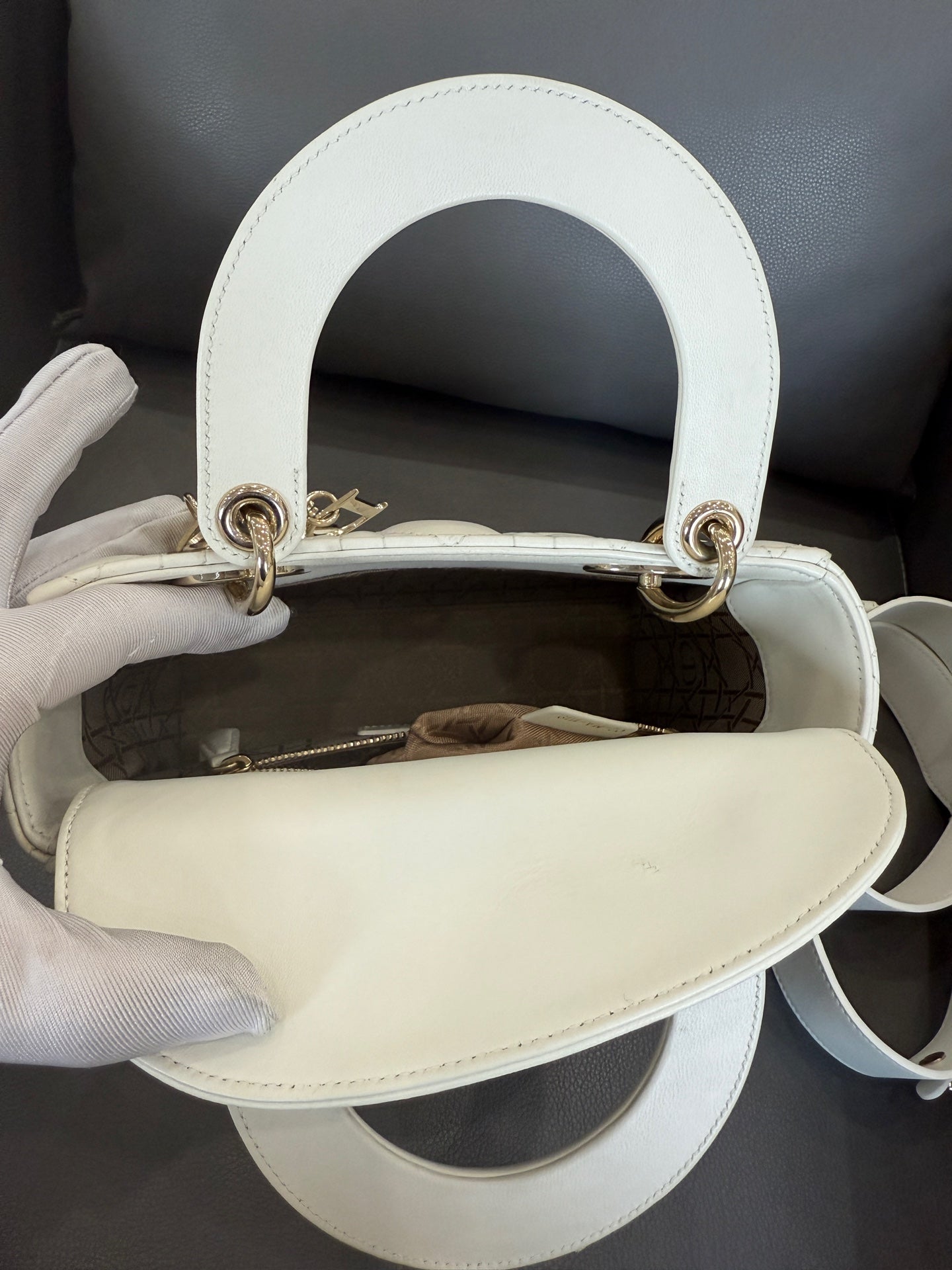 Dior - Lady Dior - Leather - White - (small)