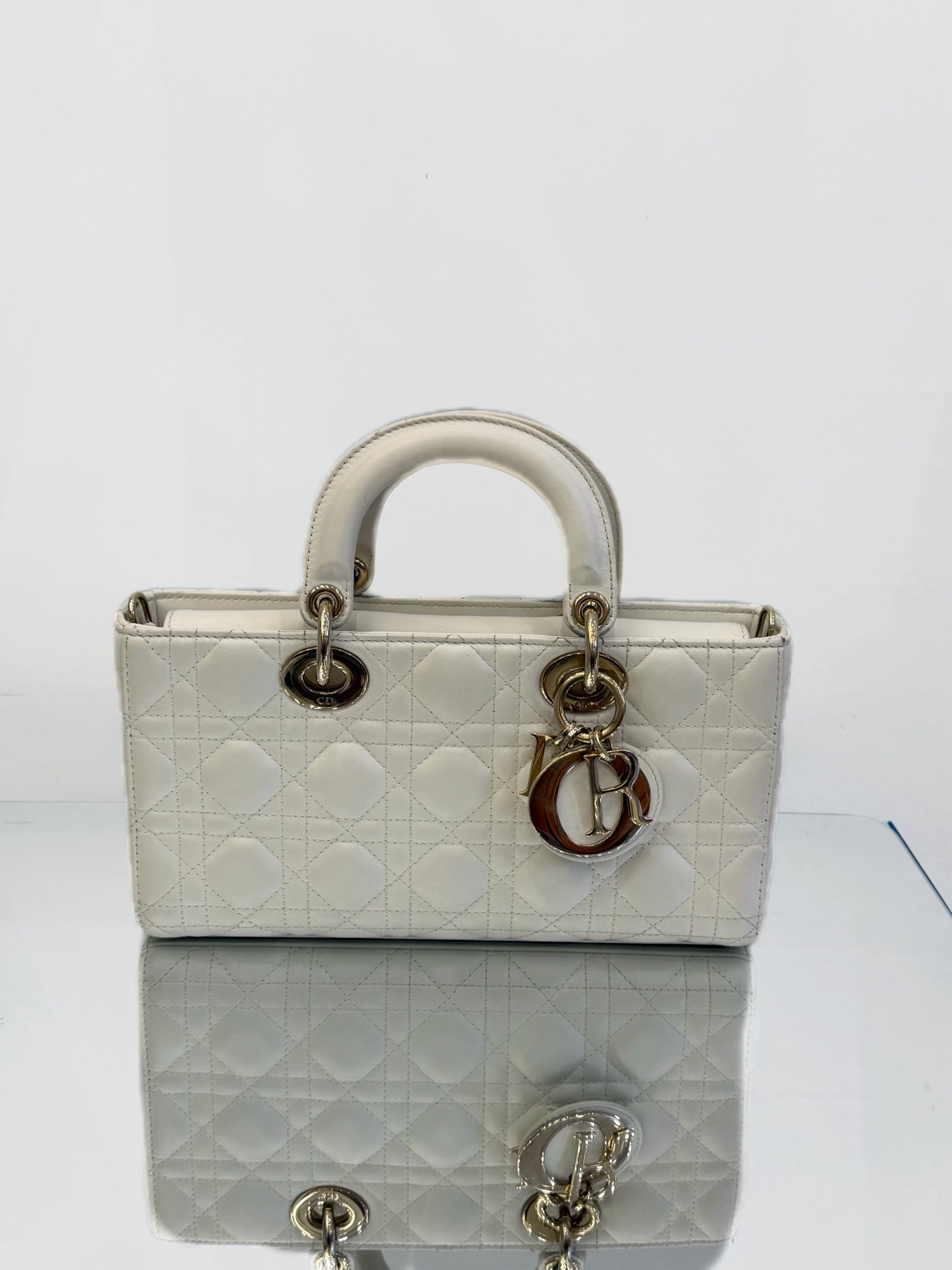 Dior - Lady D-Joy Bag - Lambskin leather - White - (Medium)