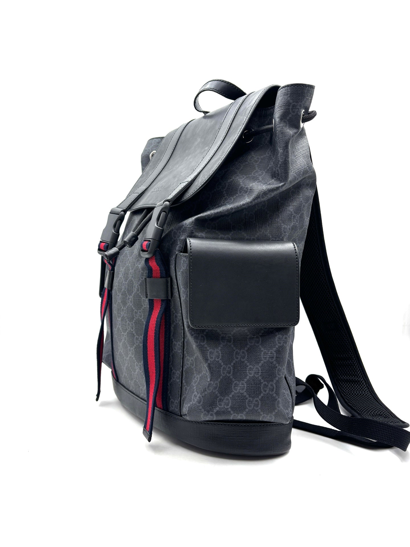 Gucci - GG Supreme Canvas Backpack - Canvas and leather patchwork - Black and Grey - (large)