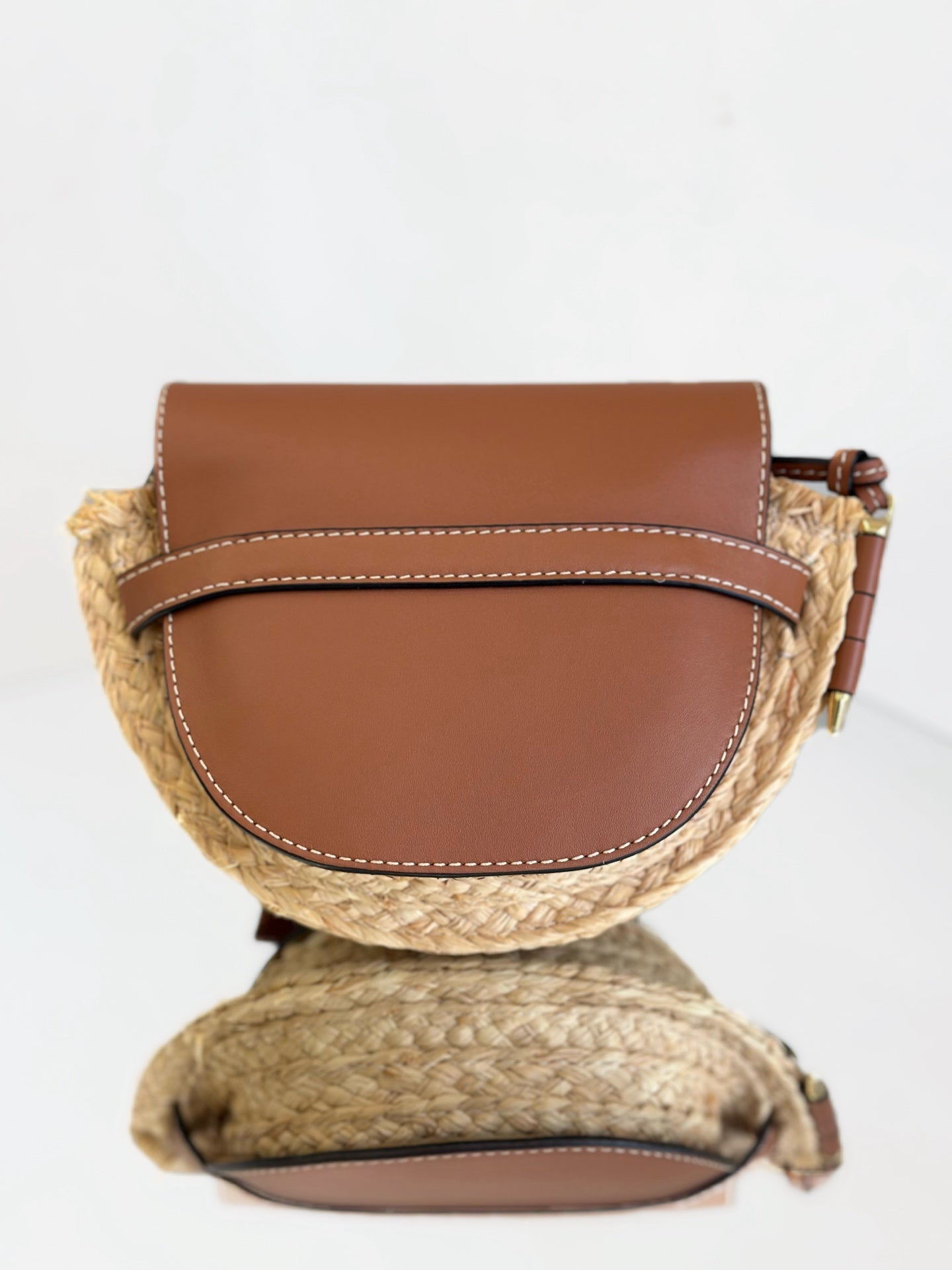 LOEWE - Gate Mini - Cowhide leather and woven straw - Brown - (mini)