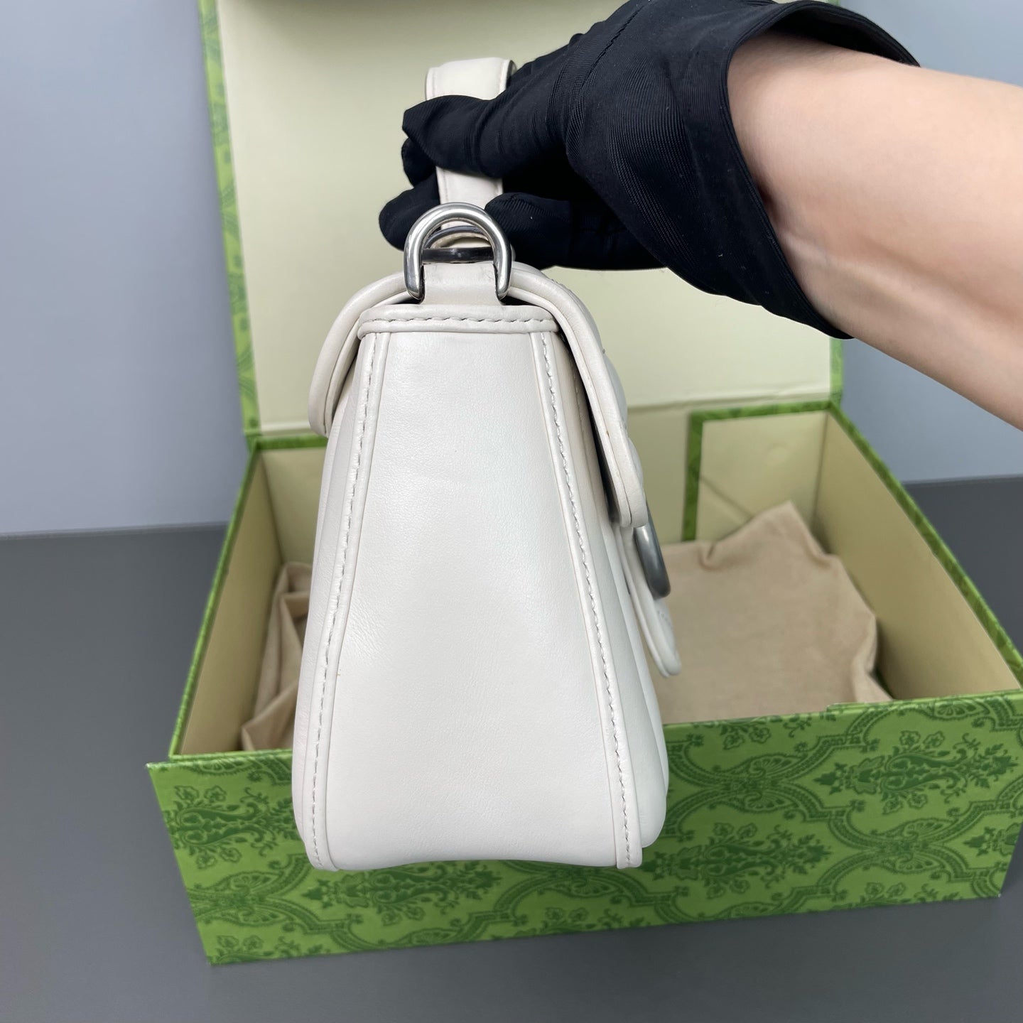 Gucci - GG Marmont Mini Top Handle Bag - Leather - White - (mini)