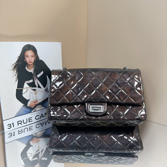 Chanel - 2.55 Double Flap Bag - Patent leather - Brown - (Large)