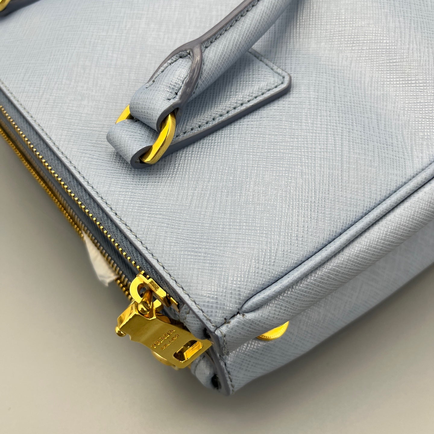 Prada - Saffiano Lux Double Zip Tote - Saffiano leather - Blue - (Small)
