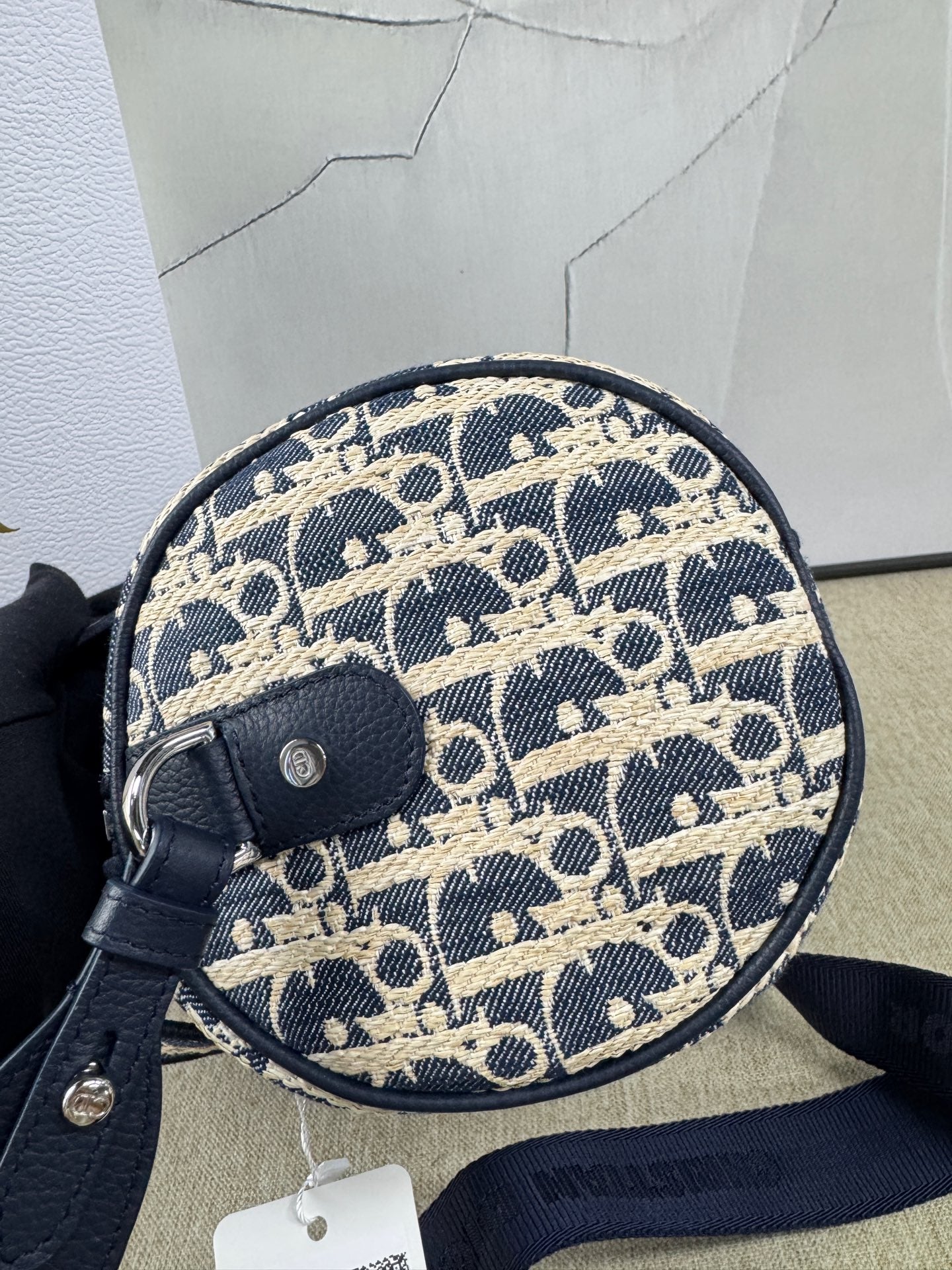 Dior - Dior Oblique Denim Cylinder Bag - Denim with leather trim and embroidery - Blue - (mini)