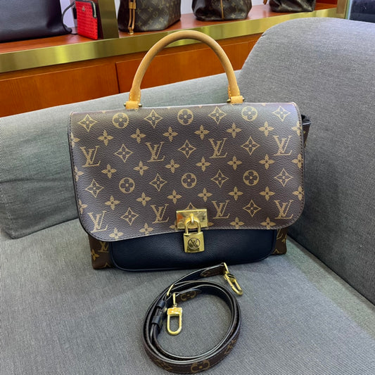Louis Vuitton - Marignan - Monogram coated canvas with grained leather trim and Vachetta leather accents - Brown Monogram with Black - (medium)