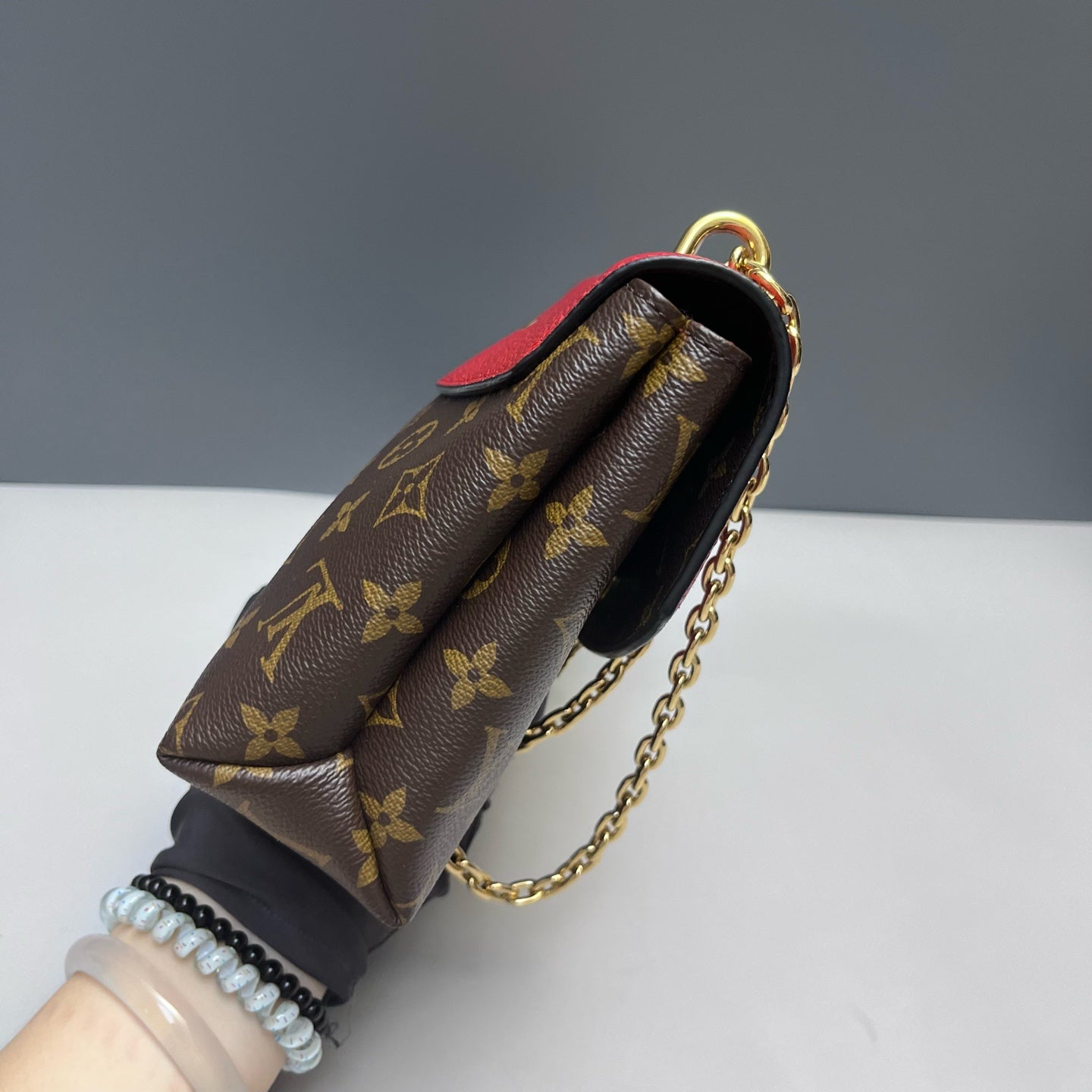 Louis Vuitton - Saint Placide - Monogram canvas and grained leather - Brown and Red with Gold-Tone Hardware - (Medium)