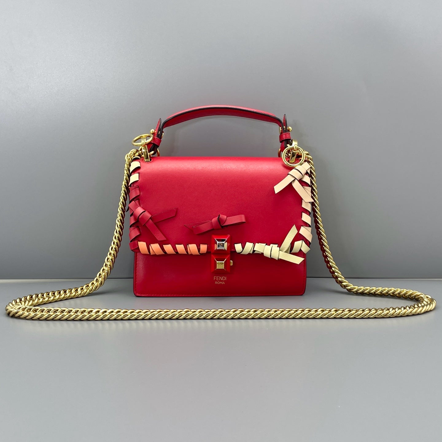 Fendi - Bow Chain Bag - Leather - Red - (small)