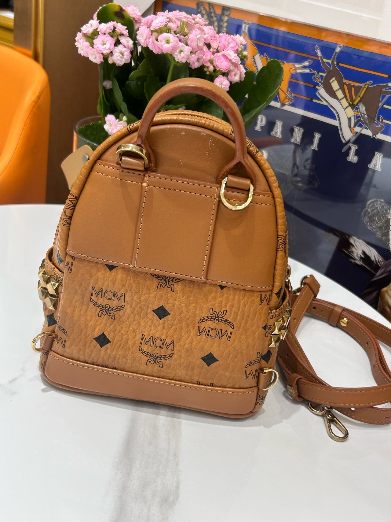 MCM - Stark Mini Backpack 1093N - Visetos coated canvas - Cognac - (mini)