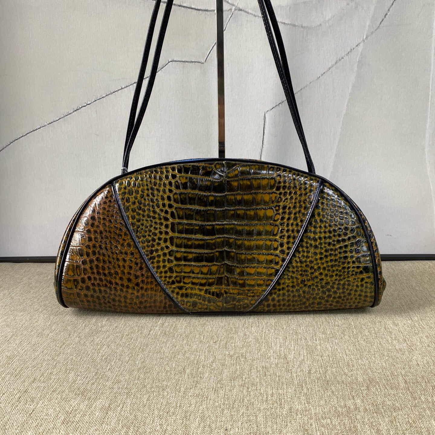 Dior - CC7206 Crocodile Embossed Shoulder Bag - Leather - Multicolour (Yellow, Green, and Black) - (medium)
