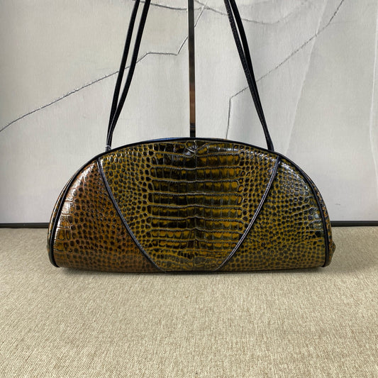 Dior - CC7206 Crocodile Embossed Shoulder Bag - Leather - Multicolour (Yellow, Green, and Black) - (medium)