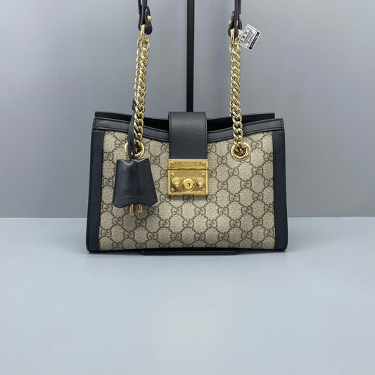 Gucci - GG Supreme Padlock Tote - GG Supreme canvas with leather trim - Beige - (small)