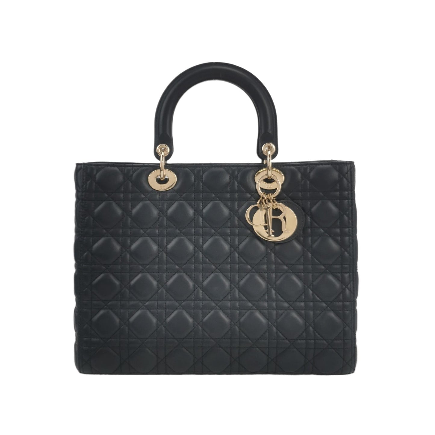 Dior - Lady Dior - Cannage quilted lambskin leather - Dark Navy Blue with Gold-Tone Hardware - (Medium)