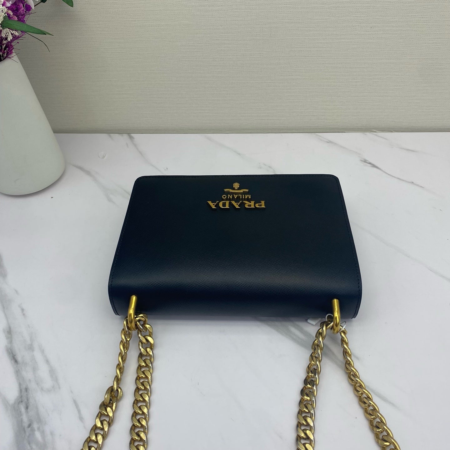 Prada - Saffiano Chain Crossbody Bag - Saffiano leather - Black - (Mini)