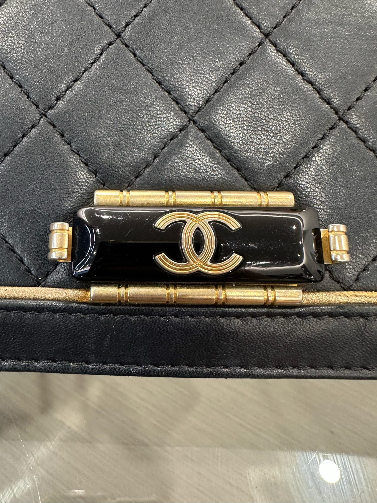 Chanel - Palace Enamel Clasp Flap Bag - Leather - Black - (mini)