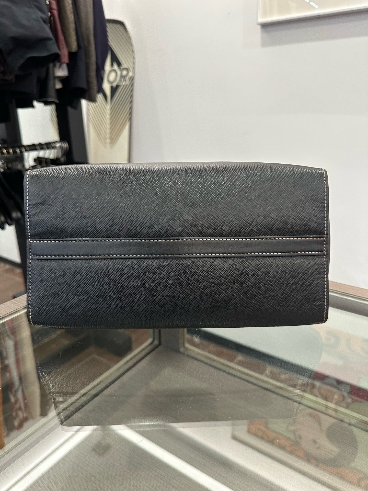 Prada - Saffiano Crossbody Top Handle Bag - Saffiano leather - Black - (Medium)