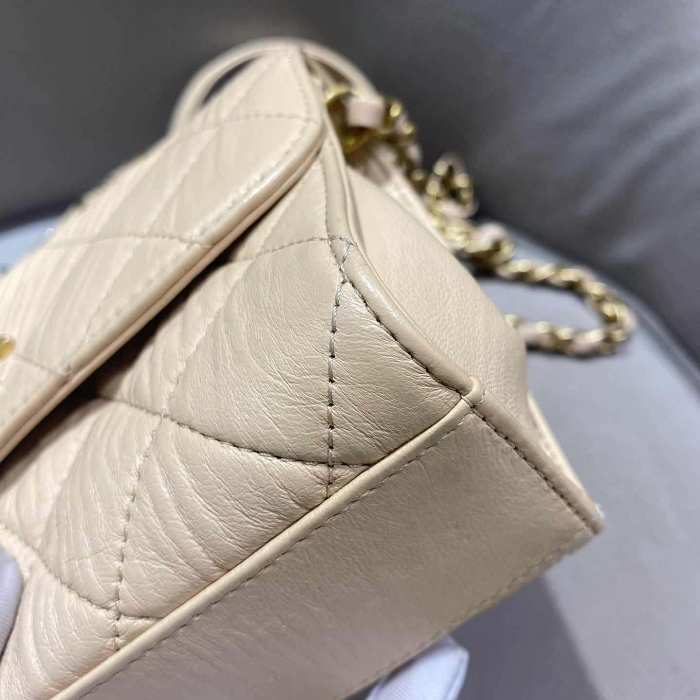 Chanel - Top Handle Flap Bag - Lambskin leather - Beige - (mini)