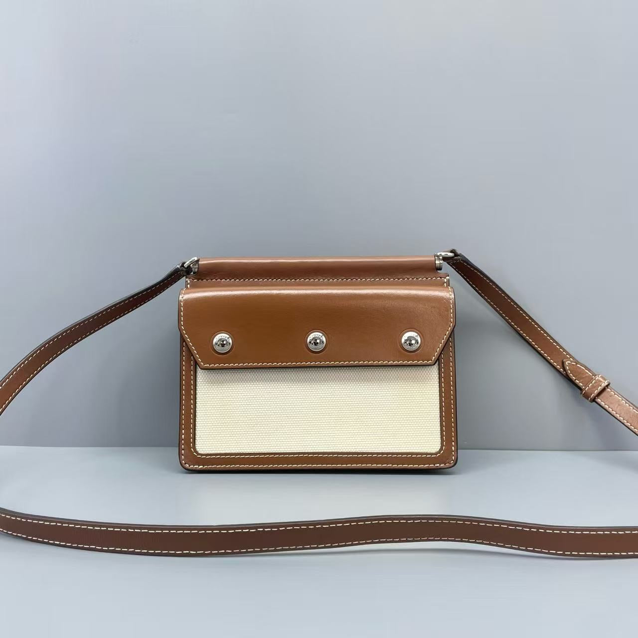 Burberry - Title mini messenger bag - Leather and Canvas - Brown and Beige - (mini)