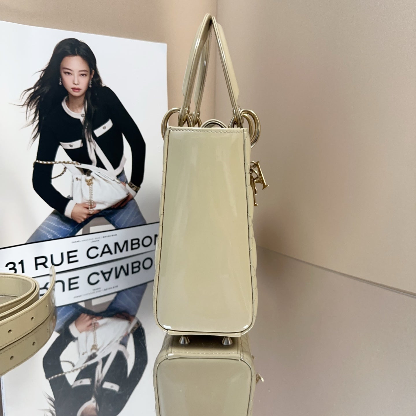 Dior - Lady Dior - Patent leather - Beige - (Small)