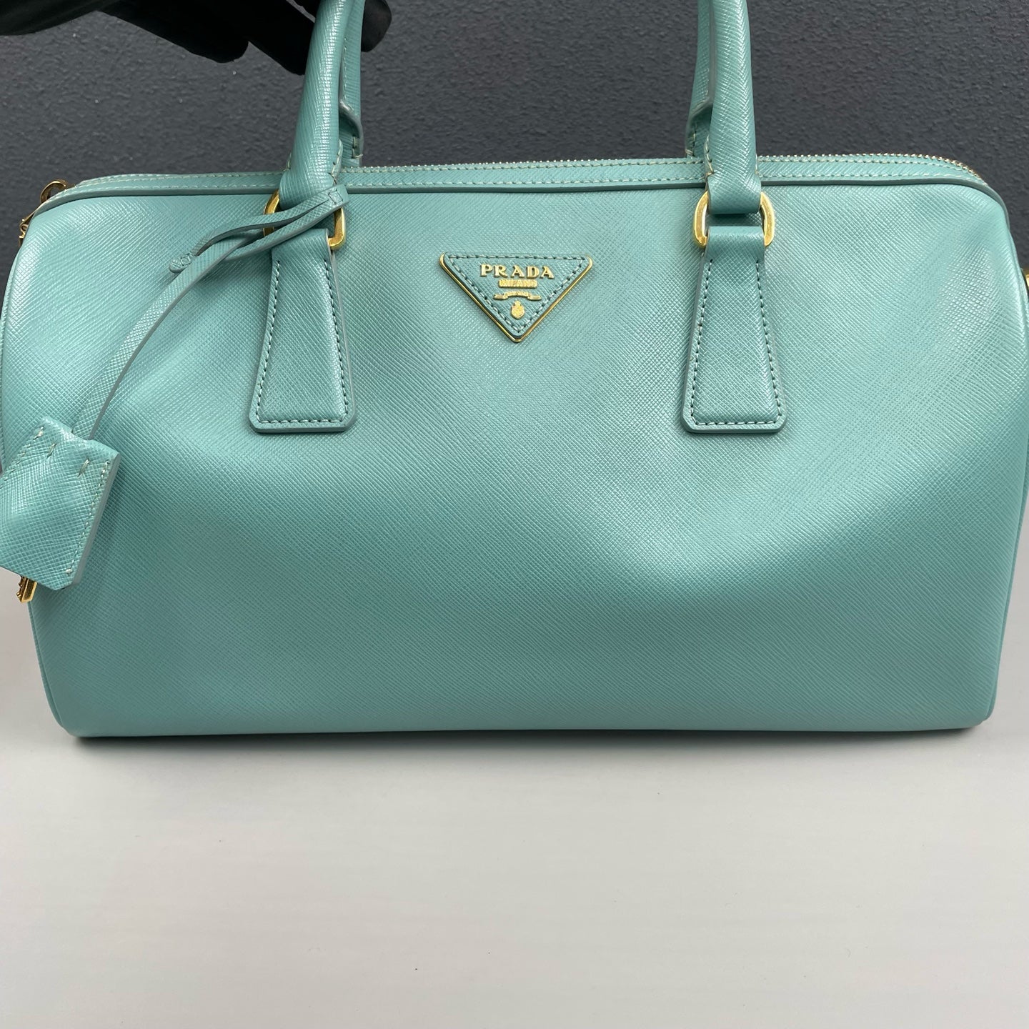 Prada - Saffiano Lux Boston Bag - Saffiano leather - Aqua Blue - (medium)