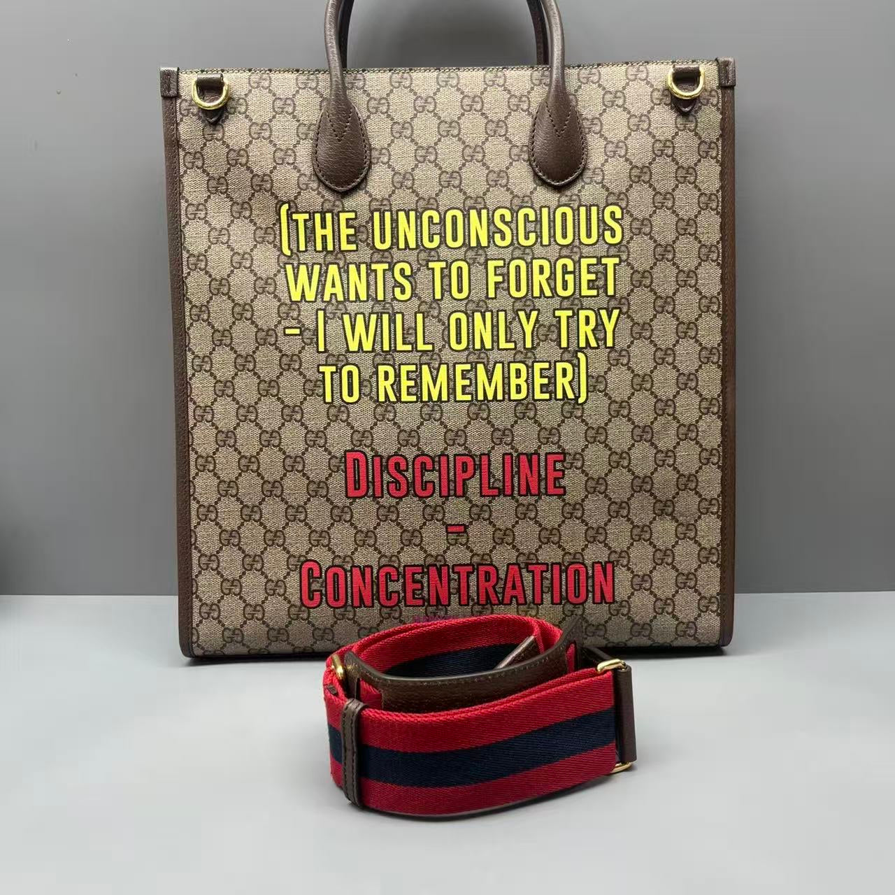 Gucci - Monogram Comic Graffiti Tote Bag - Coated canvas with leather trim - Beige, Brown, Multicolour - (large)