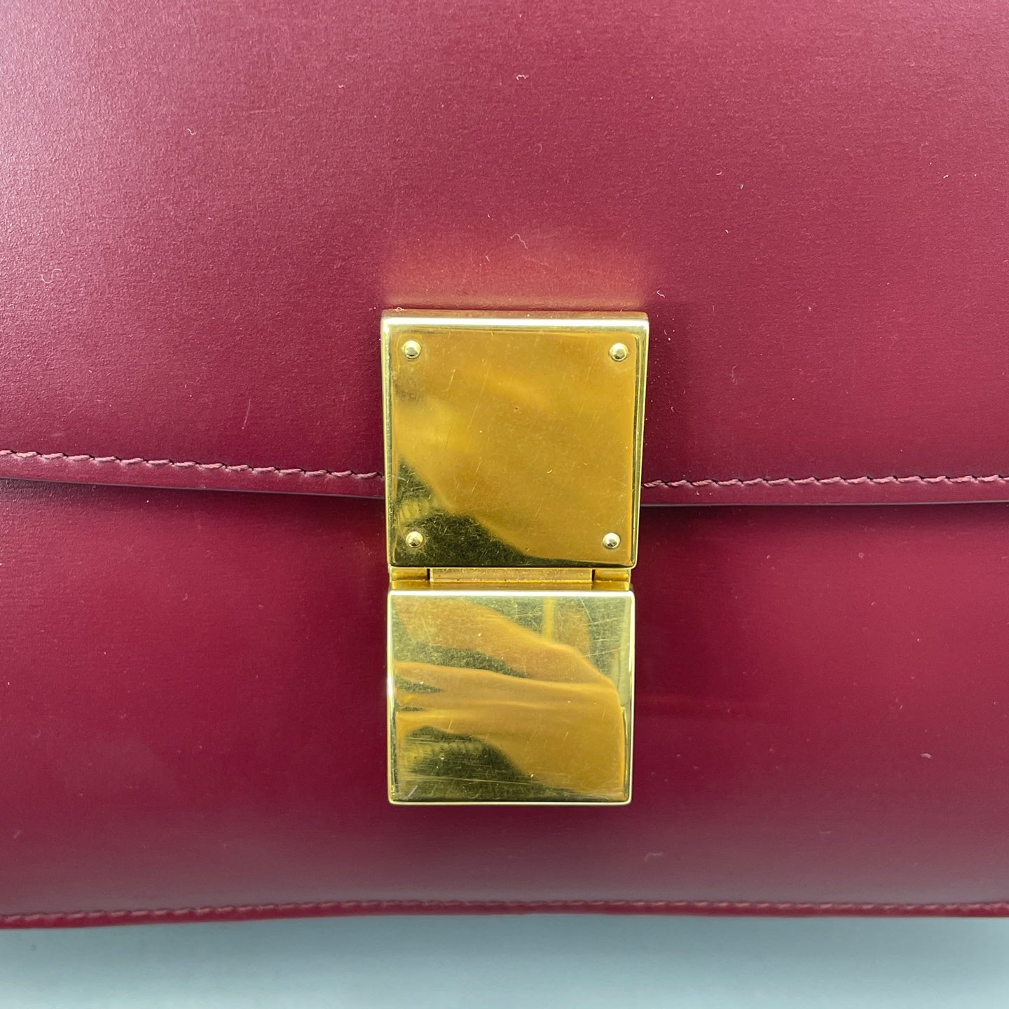 Celine - Box Bag Medium - Smooth Calfskin Leather - Burgundy - (medium)