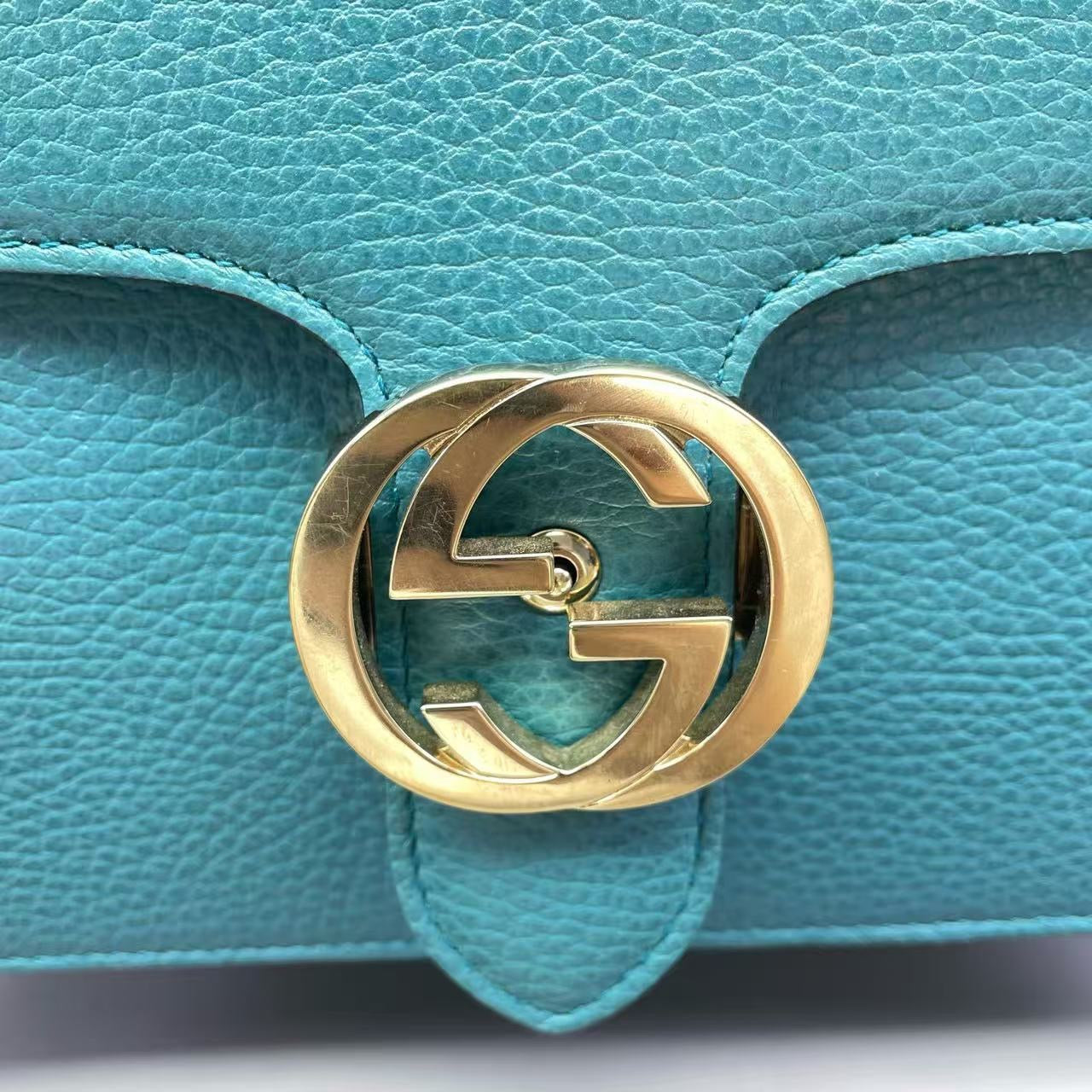 Gucci - Interlocking G Flap Shoulder Bag (Outlet Edition) - Grained leather - Blue - (large)