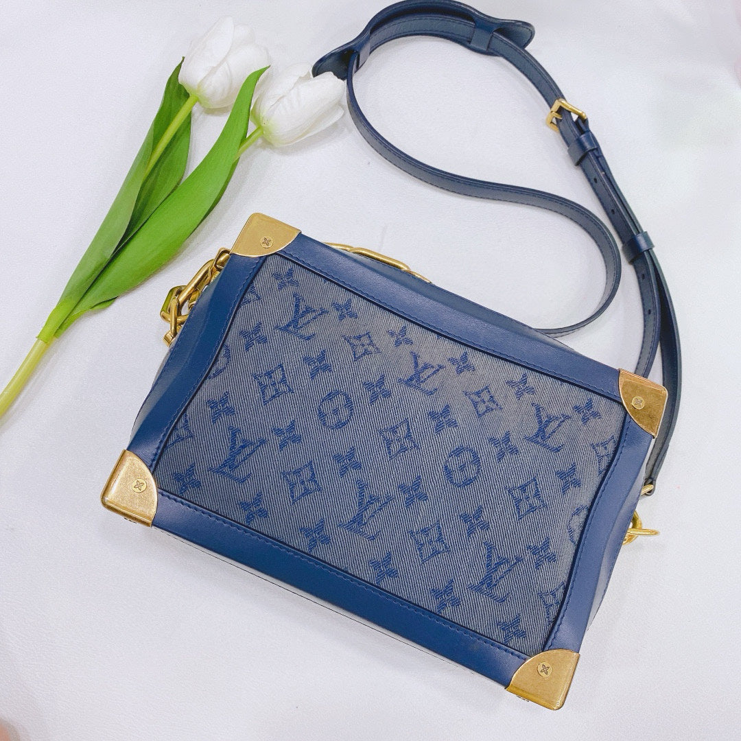 Louis Vuitton - Soft Trunk - Denim and Leather - Blue - (Small)