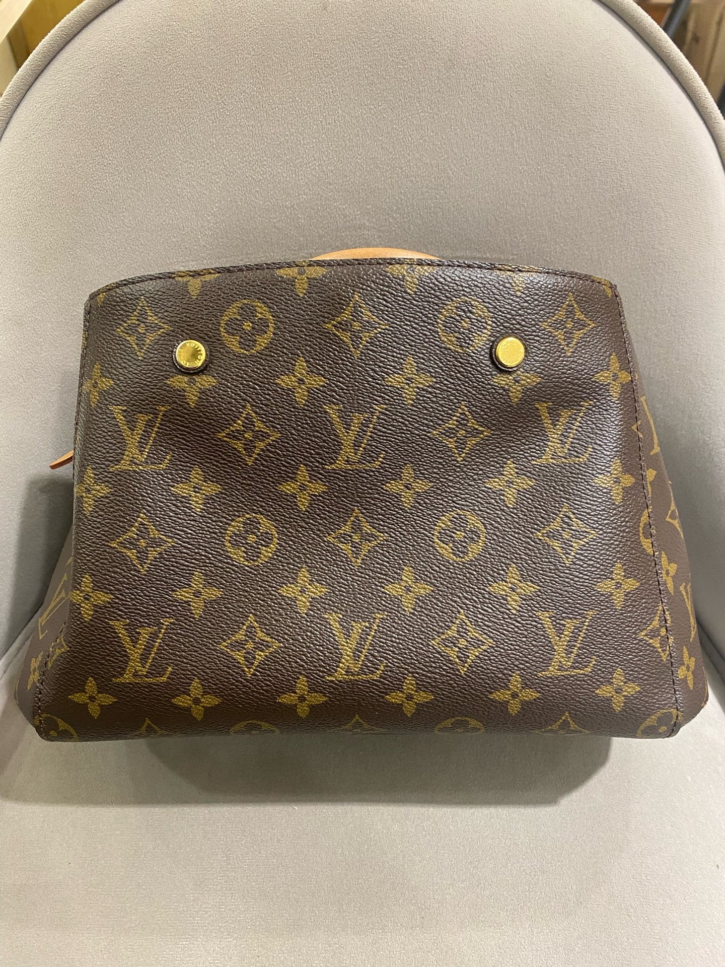 Louis Vuitton - Montaigne BB - Monogram coated canvas with natural Vachetta leather trim - Brown - (Small)