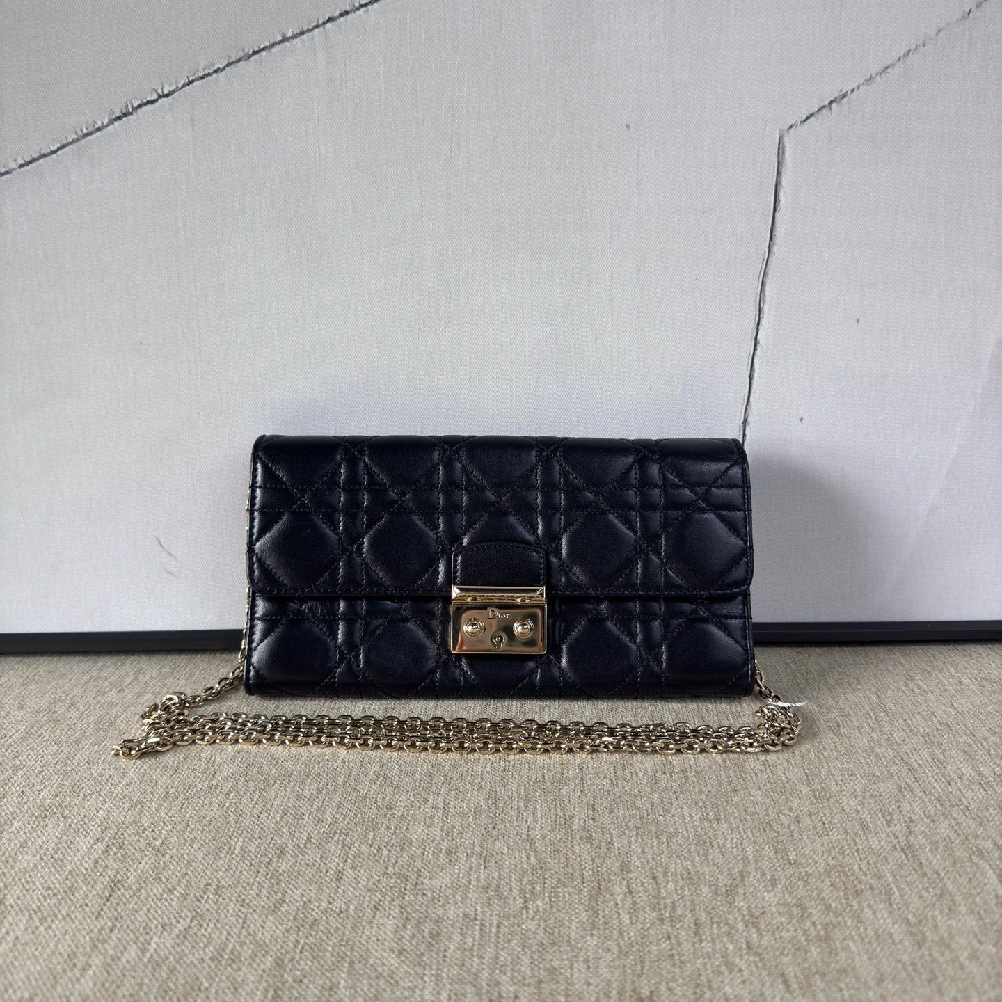 Dior - Miss Dior Quilted Chain Wallet - Lambskin leather - Black - (mini)