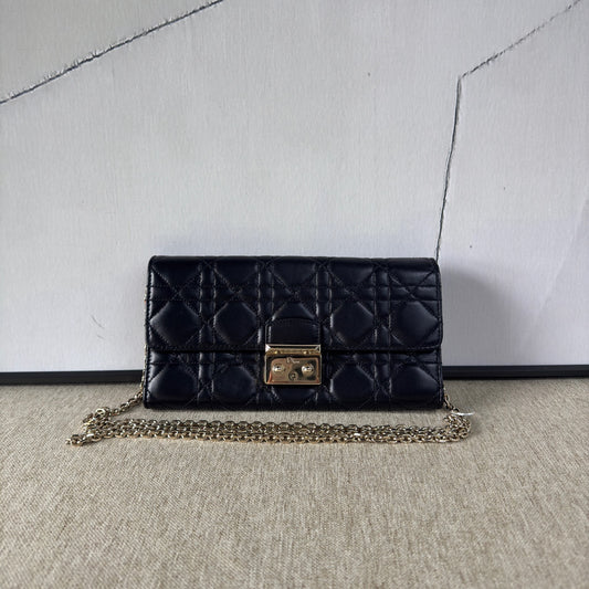 Dior - Miss Dior Quilted Chain Wallet - Lambskin leather - Black - (mini)