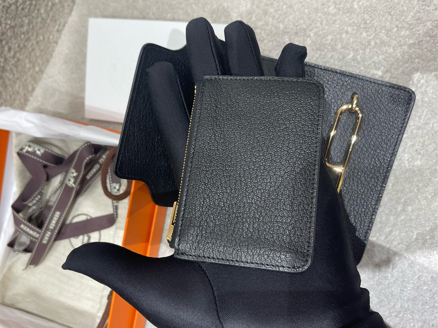 Hermès - Roulis Slim Compact - Goatskin leather - Black - (small)