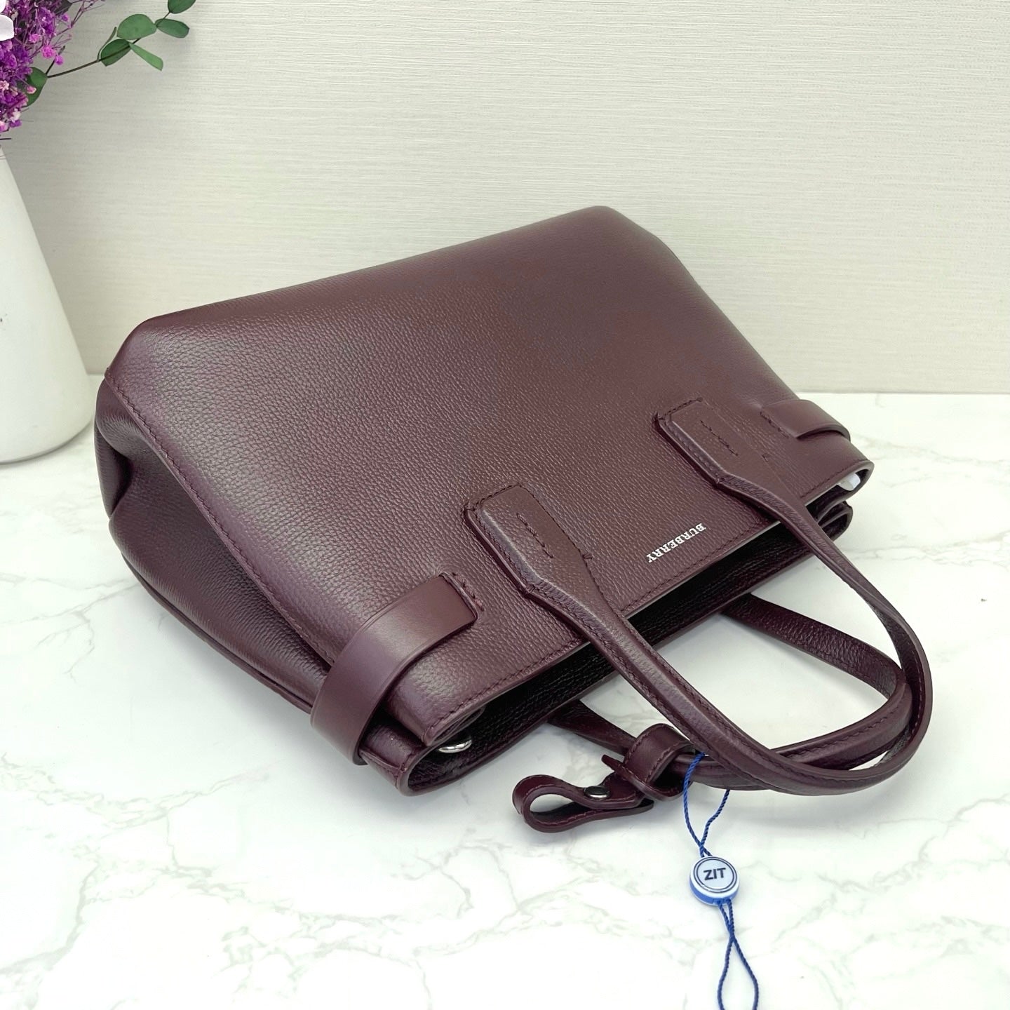 Burberry - Banner - Grained cowhide leather - Burgundy - (medium)