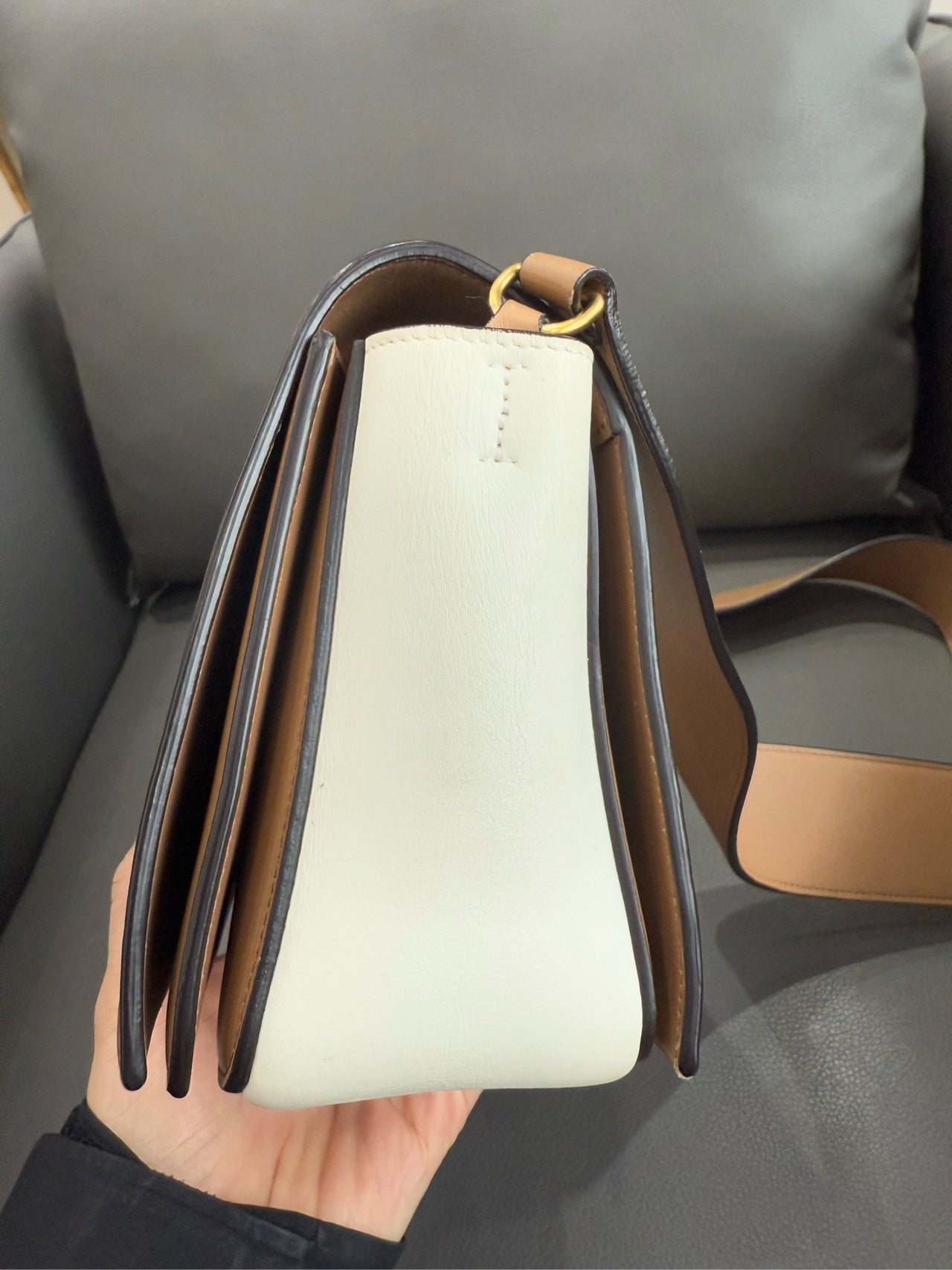 Celine - Frame - Cowhide leather - Beige and White - (medium)