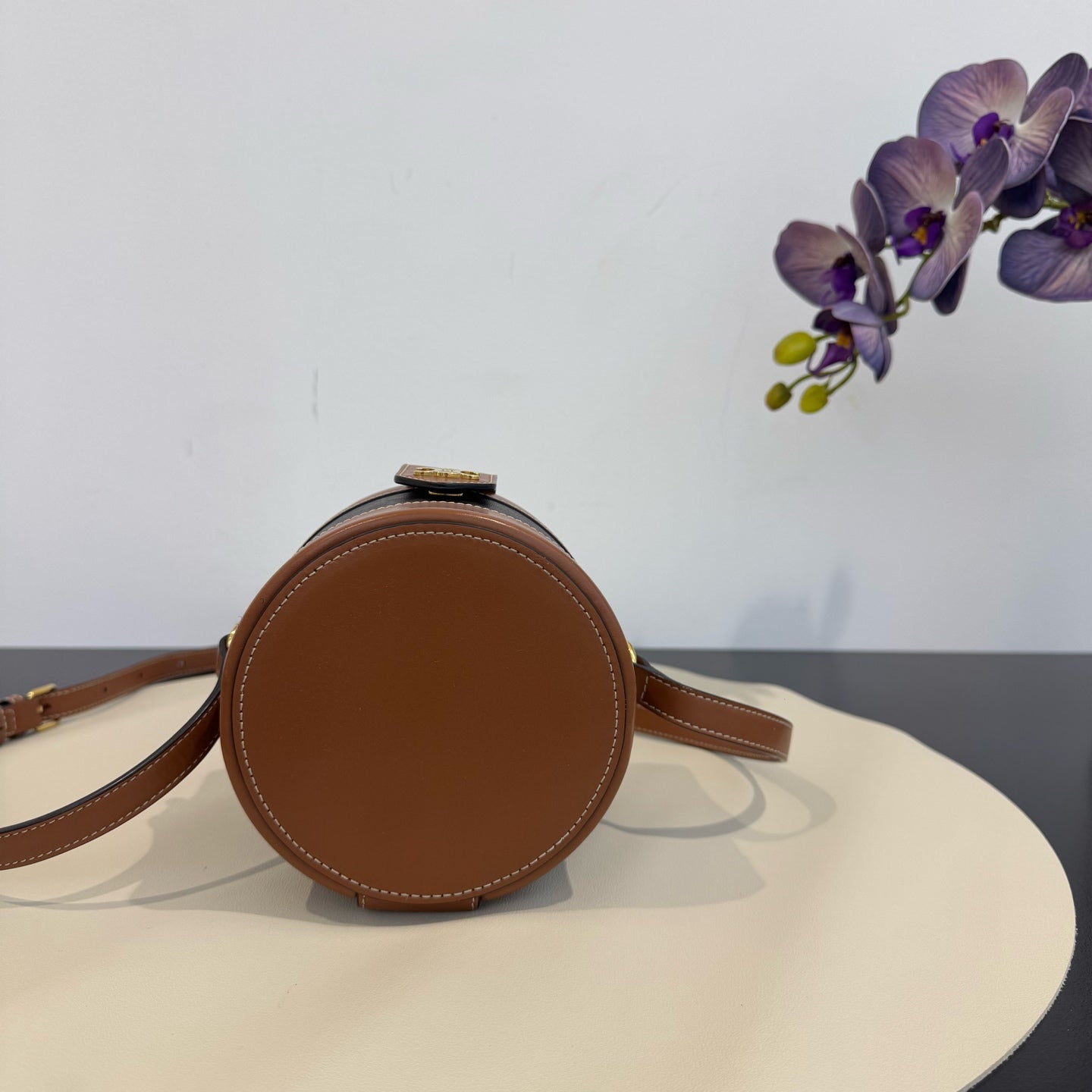 Celine - Triomphe Canvas Cylinder Bag - Triomphe Canvas and Leather - Brown - (small)