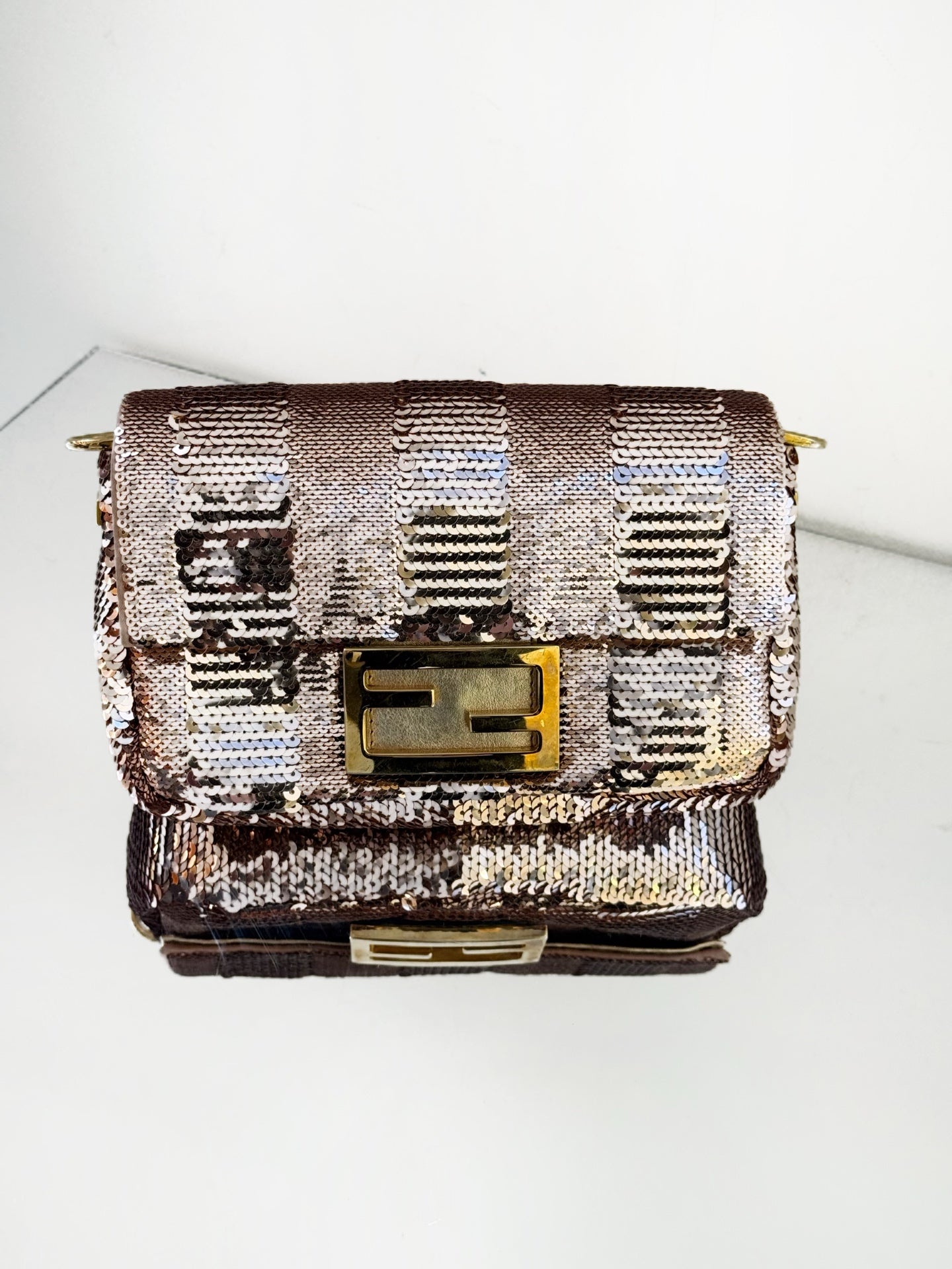 Fendi - Baguette - Sequins on textile base with metallic leather trim - Pink - (mini)