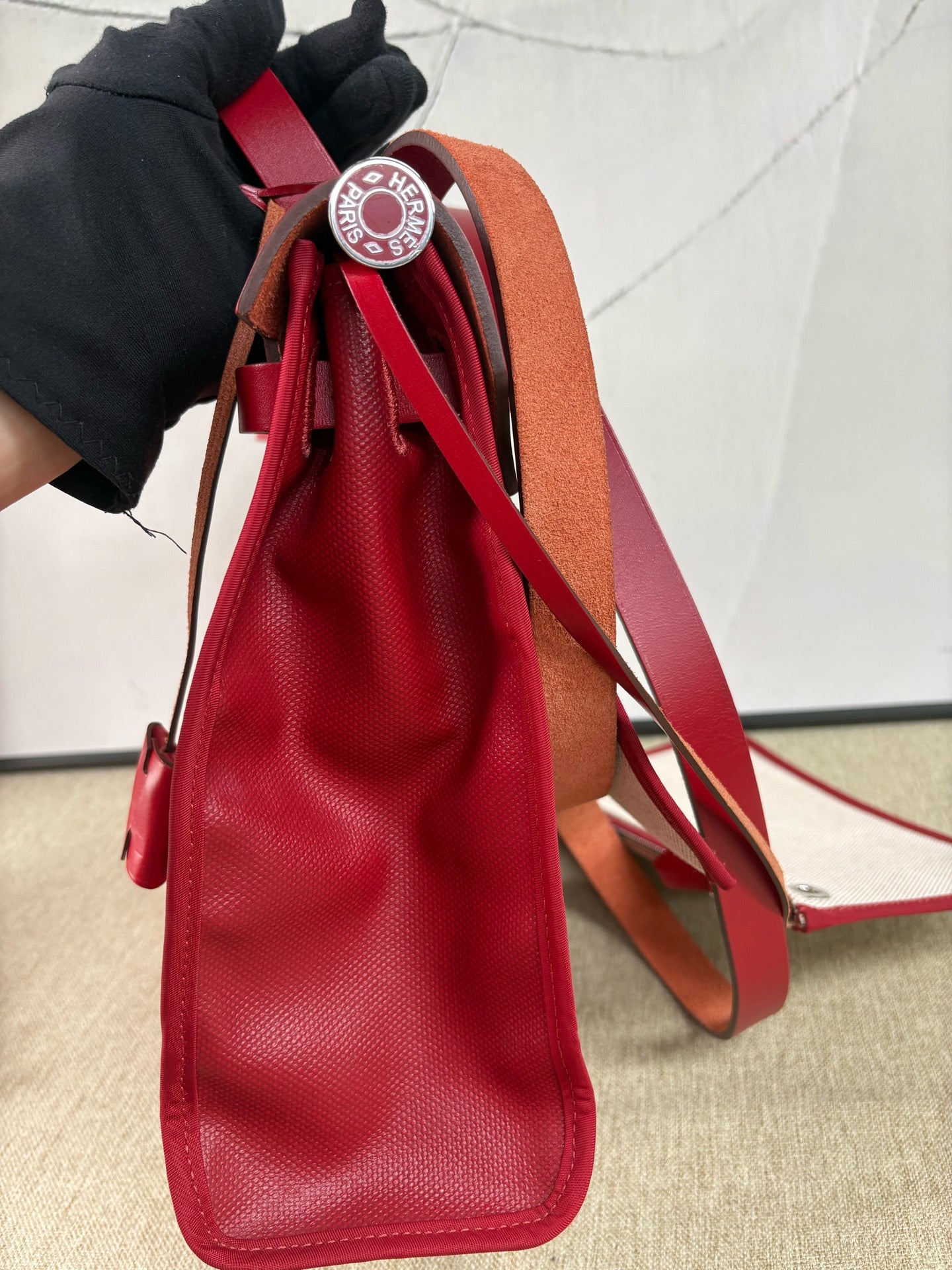 Hermès - Herbag Zip 31 - Waterproof canvas and Cowhide leather - Chili Red and Beige - (Small)
