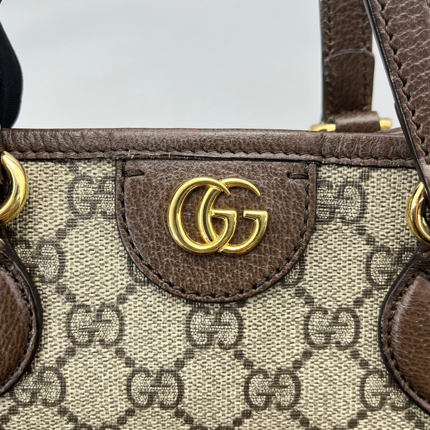 Gucci - GG Supreme Tote Bag - Coated canvas with leather trim - Brown - (Medium)