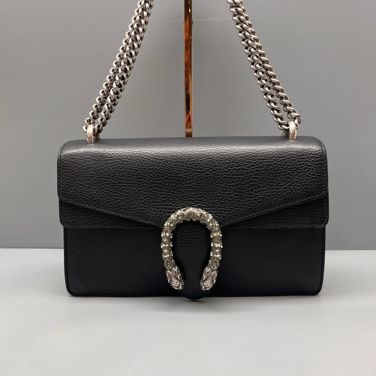 Gucci - Dionysus Shoulder Bag - Pebbled leather - Black - (medium)