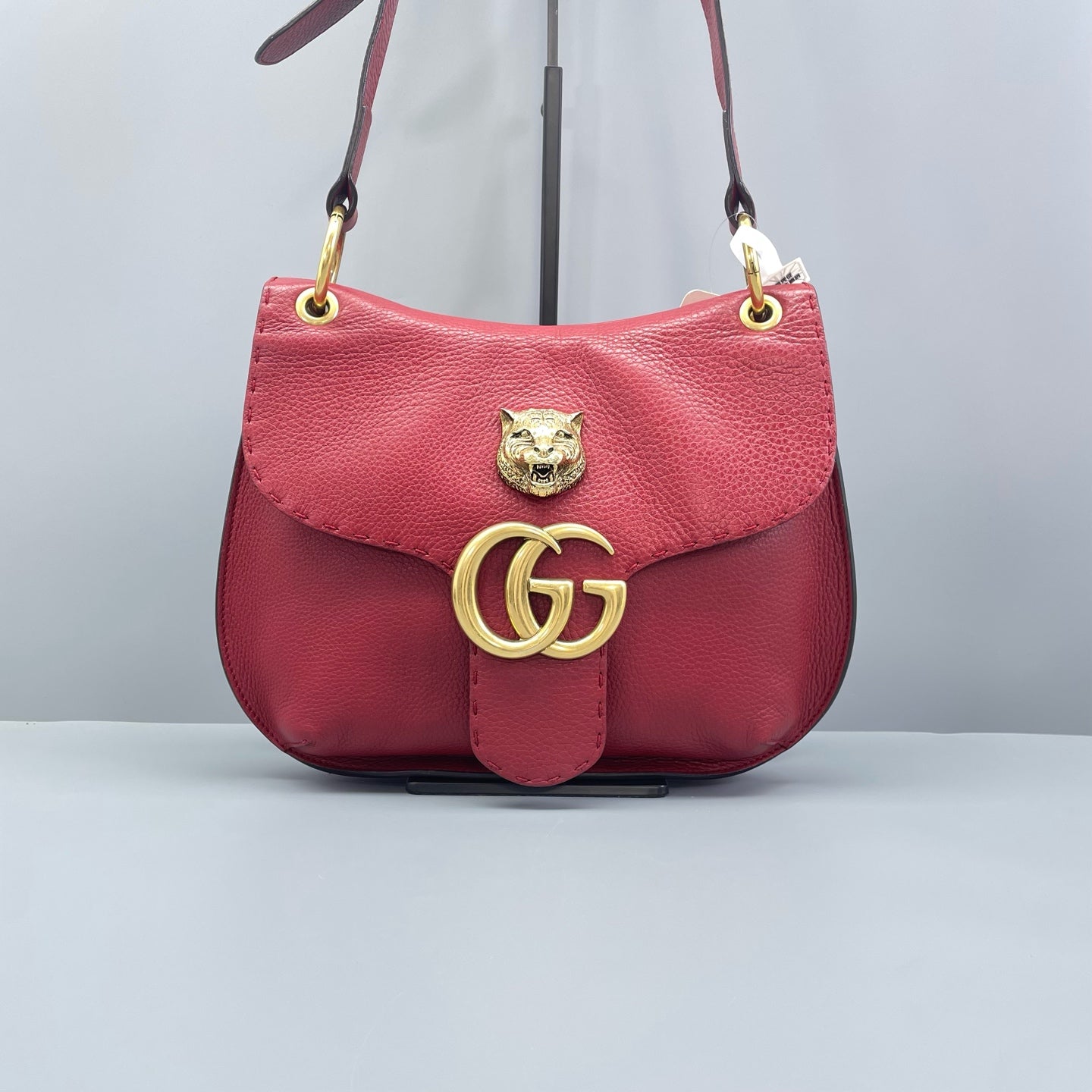 Gucci - Dionysus Tiger Head Saddle Bag - Grained leather - Red - (medium)