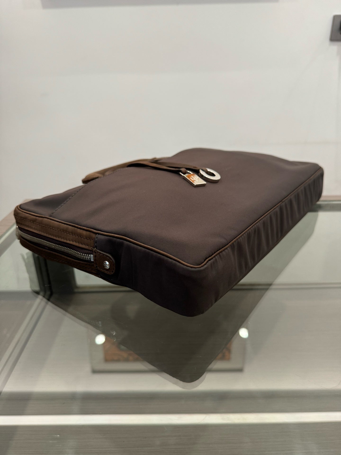Loro Piana - Briefcase - Technical polyamide fabric with leather trim - Brown - (medium)
