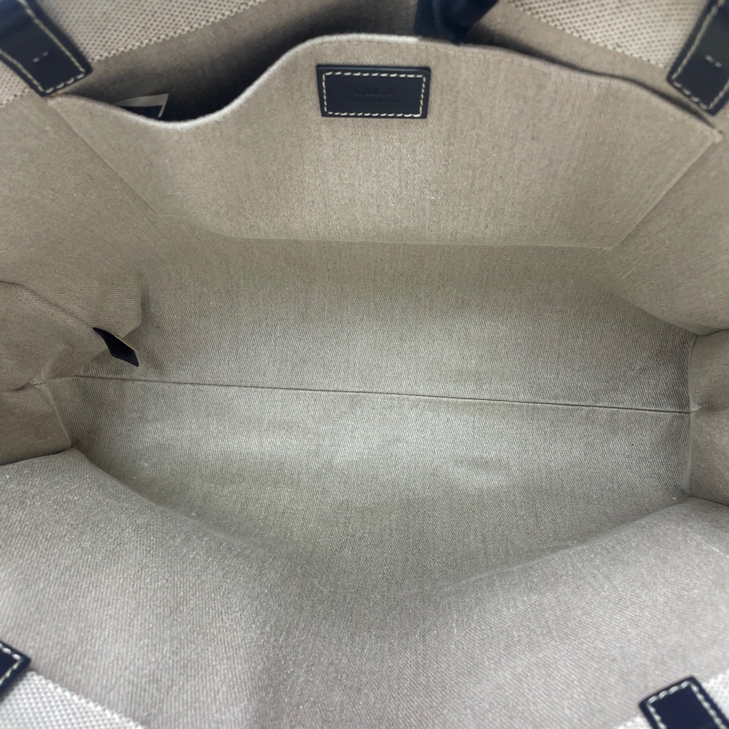 Chloé - Woody Tote Bag - Linen canvas with leather trim - Beige with Black accents - (large)