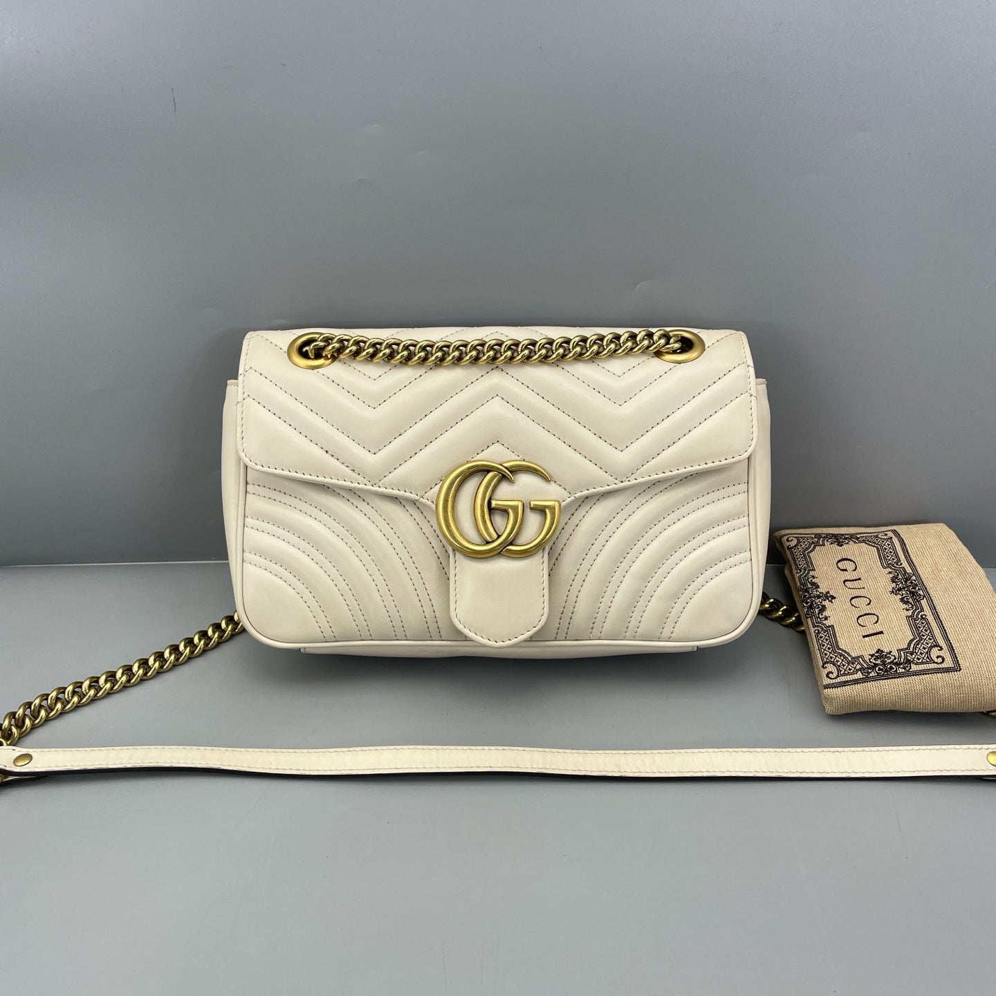Gucci - Marmont 2.0 Small Shoulder Bag - Leather - White - (Small)