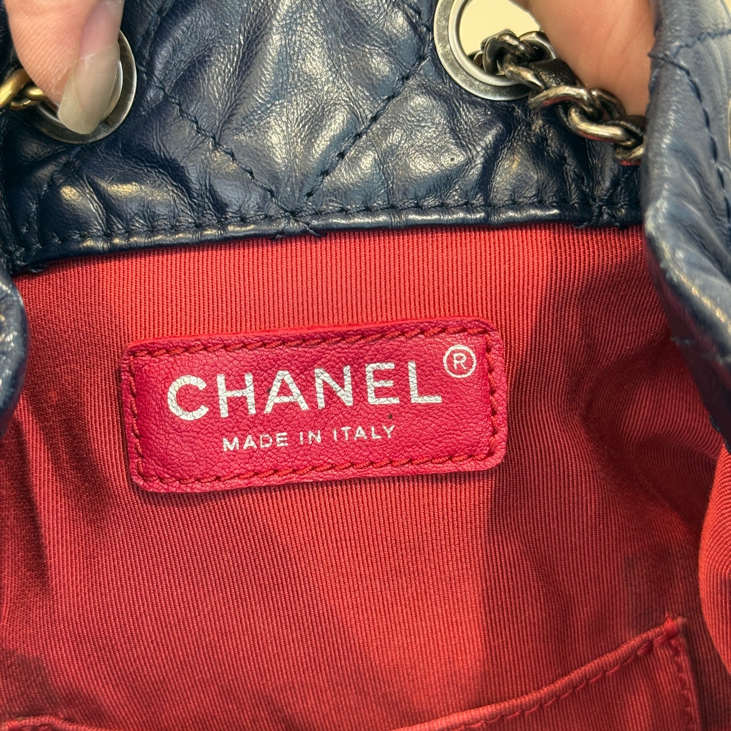 Chanel - Gabrielle Backpack - Aged Calfskin Leather - Blue and Black - (Medium)