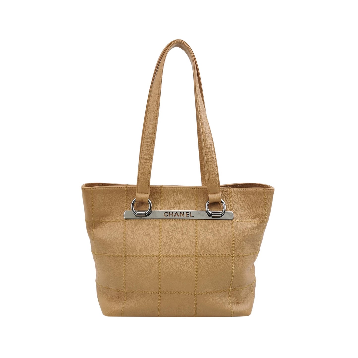 Chanel - Choco Bar Tote Bag - Grained calfskin leather - Beige - (Medium)