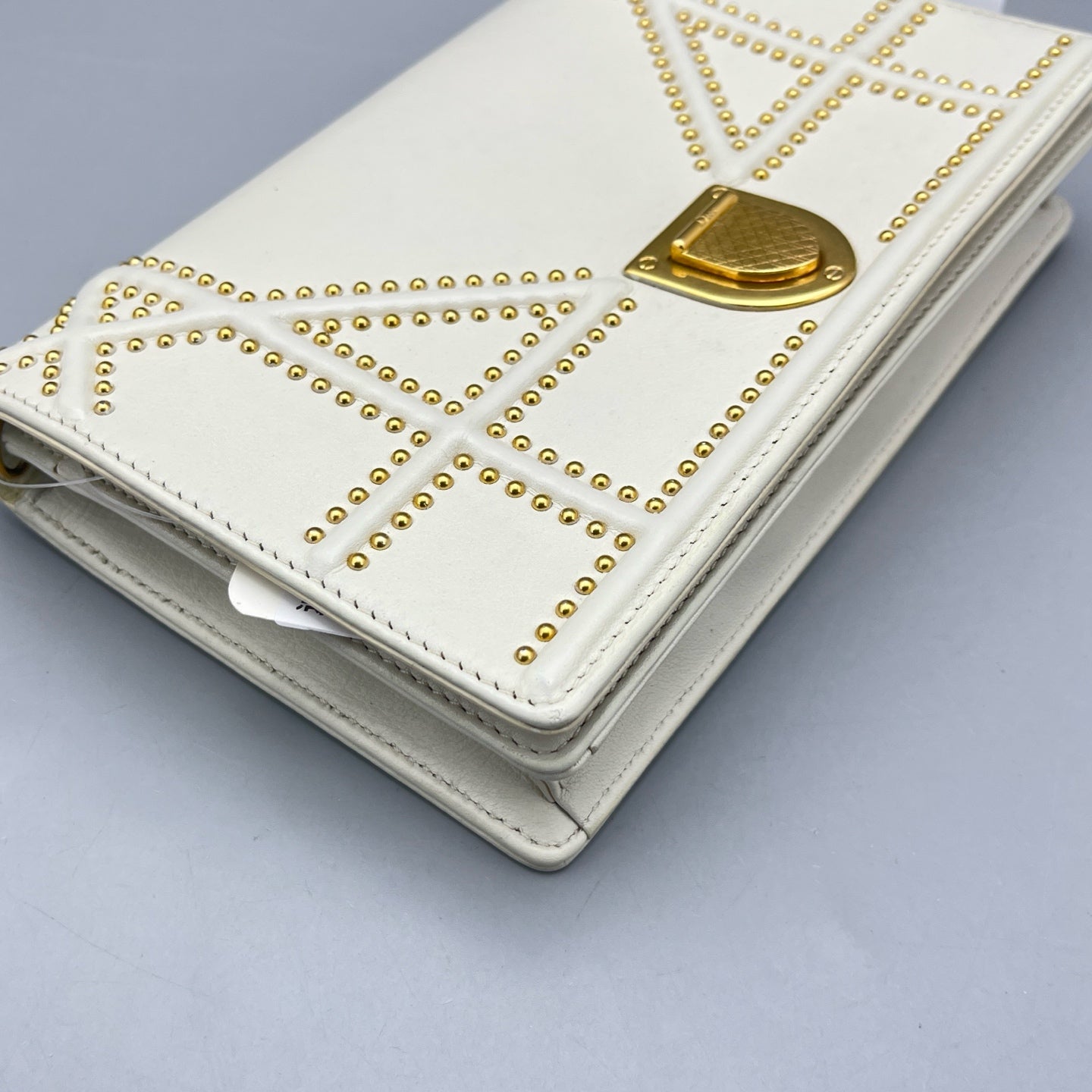 Dior - Diorama Shield Studded Flap Bag - Leather - White - (small)