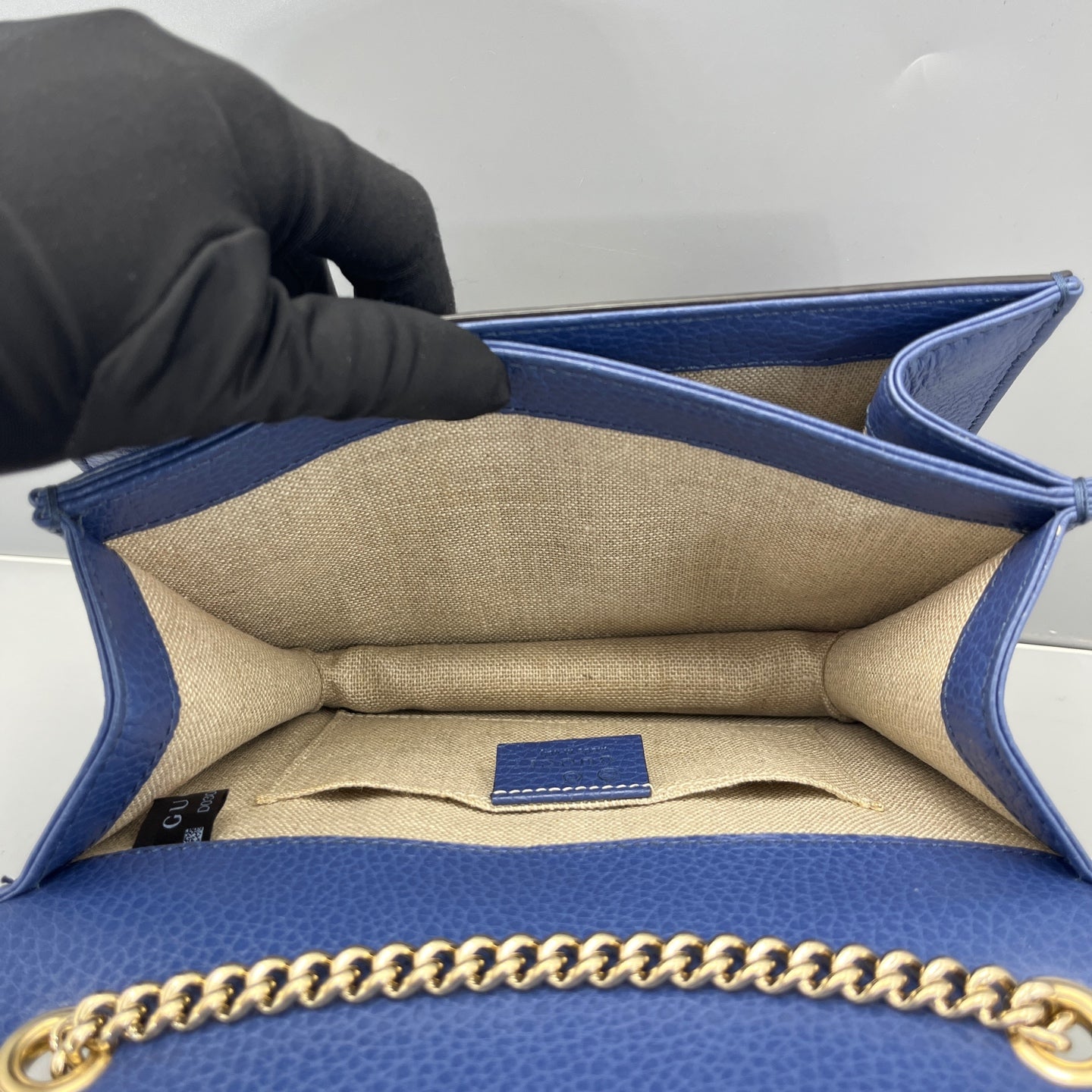 Gucci - Interlocking G Flap Accordion Bag - Grained leather - Blue - (small)